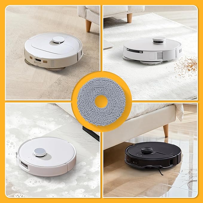 8 Pack Mop Pads Compatible with Roborock QV 35A/Saros 10R/Q Revo/Qrevo S/Qrevo Pro/Qrevo Plus/Qrevo Master/Qrevo Slim/Qrevo Curv/Qrevo Edge Robot Vacuum Cleaner, Cleaning Pad Replacement Accessories