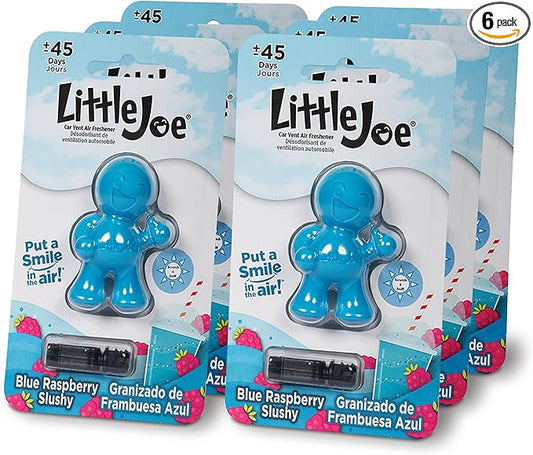 Little Joe 96413-6PK Blue Raspberry Slushy Scent Car Air Freshener Vent Clip, Fights Odors for up to 45 Days, Long-Lasting Freshness, Cute Car Odor Eliminator, Pack of 6