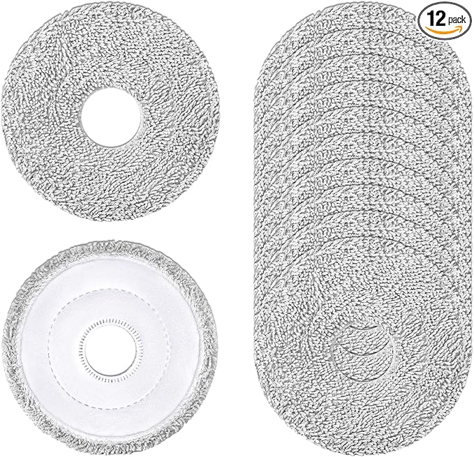 12 Pack Replacement Mop Pads for Dreame L40 Ultra/X40 Ultra/X50 Ultra/L50 Ultra/L10S Ultra/ L10s Pro Ultra Heat/L10S Ultra Gen2/L40S Ultra/X30 Ultra/L10 Ultra Robot Vacuum, Washable Replacement Pads