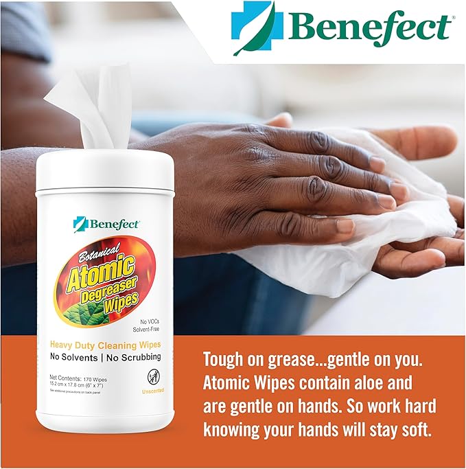 Benefect Atomic Fire & Soot Degreaser - Heavy Duty Botanical Cleaner for Fire Damage, Smoke & Grease Residue – Safe for Kids, Pets & Chemically Sensitive (170 Count Wipes)