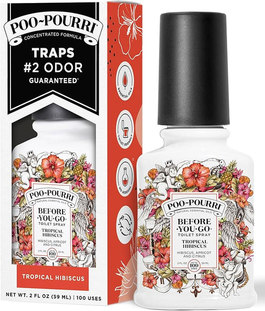 Poo-Pourri Before-You-Go Toilet Spray, Tropical Hibiscus, 2 Fl Oz - Hibiscus, Apricot and Citrus