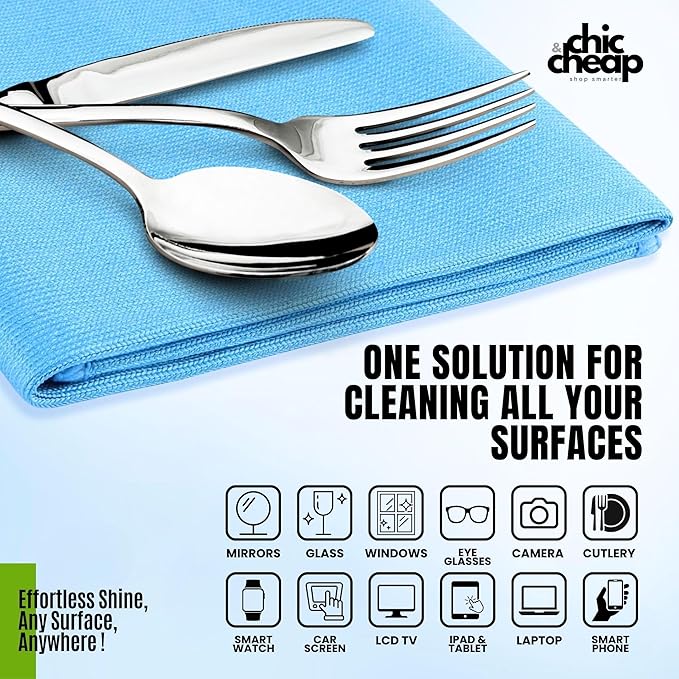 Wipe&Go Streak-Free Glass Cleaning Kit – 6 Diamond-Weave Microfiber Towels (12x16 in) & Mini Rubber Squeegee – Lint-Free Polishing Set for Windows, Mirrors, Car Windshields & Kitchen Sinks