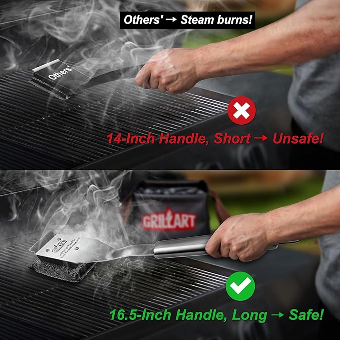 GRILLART Grill Brush Bristle Free, Safe Grill Brush for Outdoor Grill, SteamWizards BBQ Grill Cleaning Brush Kit, Replaceable Head Grill Scraper Tool, Grill Cleaner BBQ Accessories, Gifts for Men/Dad