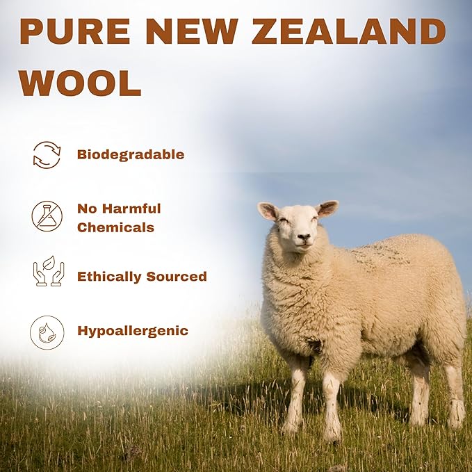 Woolly's Wool Dryer Balls – 100% Pure New Zealand Wool, Reusable Natural Fabric Softener, Reduces Drying Time & Clothes Wrinkles, Chemical-Free Dryer Balls (Pack of 3)