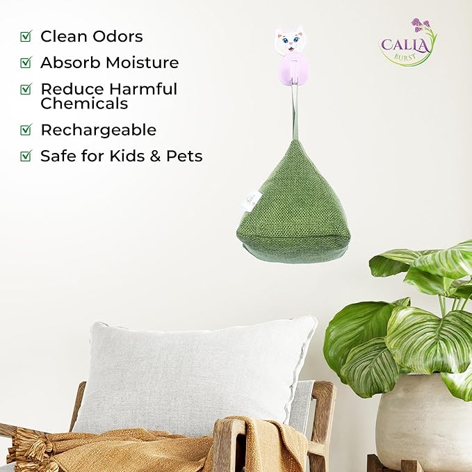 4 Pack Bamboo Charcoal Air Purifier Bags 200 Grams Each - Activated Charcoal Odor Absorber for Car, Pets & Closet - Natural Freshener for Home, Eco-Friendly & Reusable Charcoal Bags (Fall Colors)