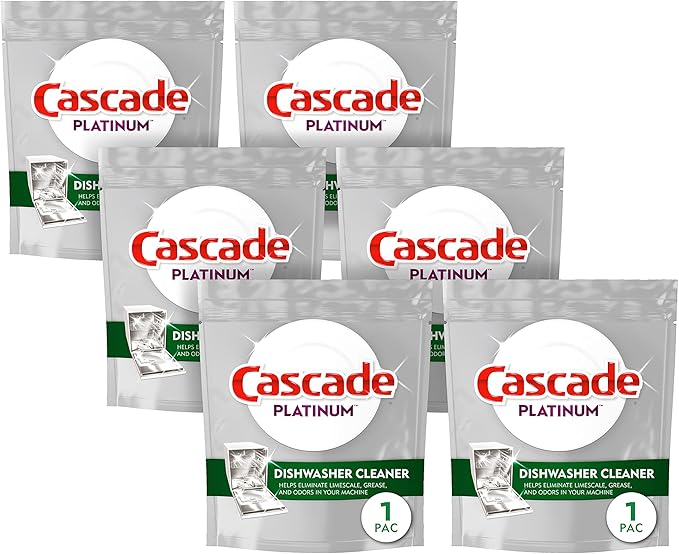 Cascade Platinum Dishwasher Cleaner, 6 count