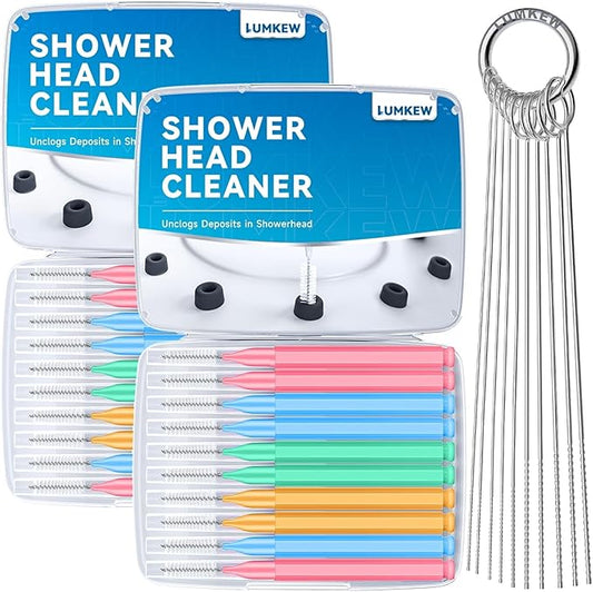 Multiszie Shower Head Cleaner Tool, Shower Head Cleaning Brush for Small Hole Nozzle with Storage Boxes, Showerhead Cleaner Picks Unclogger for Household Bathroom, 30 Pcs