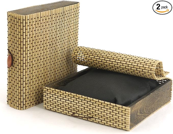 BambooMN Granulated Bamboo Charcoal Odor Absorber Bag in Decorative 6.5" x 6.25" x 1.75" Brown Box, 2 Sets