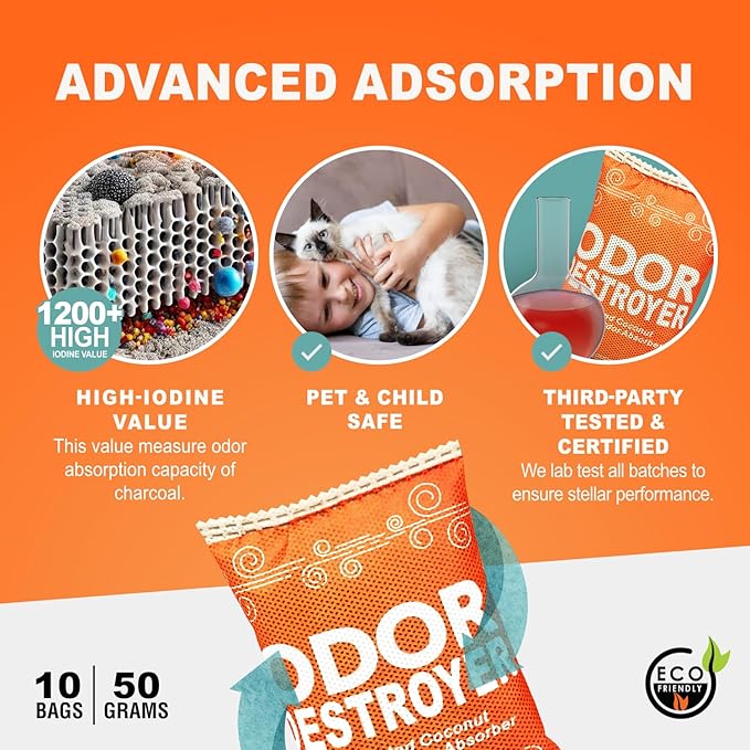 Sunlight® Shoe Deodorizer Activated Charcoal Odor Absorber for Home, Shoes Odor Eliminator for Strong Odor, Closet deodorizer, Car Air Purifier, Shoe Smell Remover 50g, 40 bags