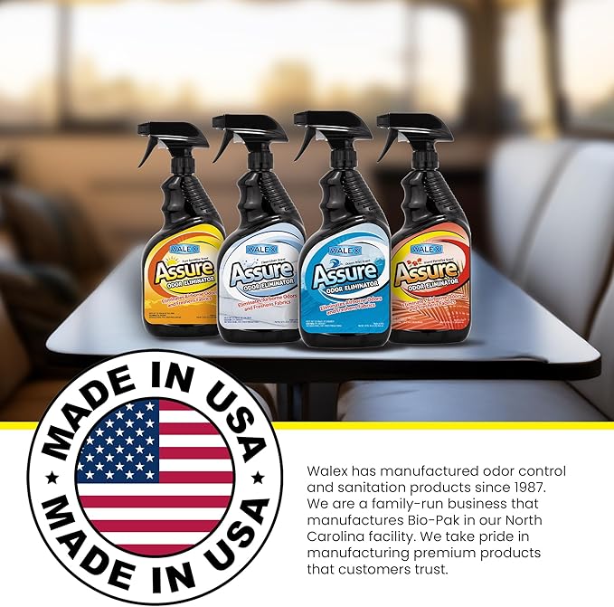Walex Assure RV Odor Eliminator Air Freshener Spray - Neutralizes Airborne Odors & Freshens Fabrics, Instant Odor Elimination with Natural Essential Oils, Pet Safe, Long Lasting; Clean Linen, 32 oz