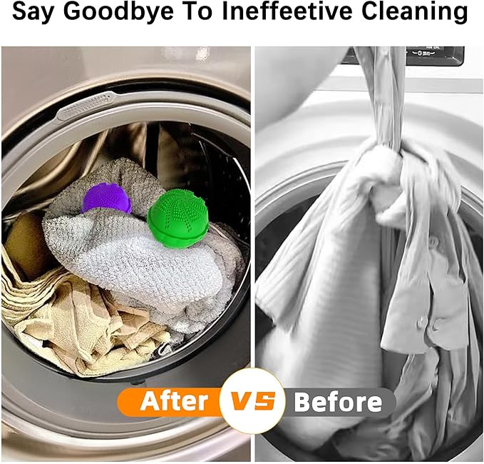 Laundry Balls Set, Natural Non-Chemical Detergent Wash Balls for Washing Machine Eco Friendly Washer Ball, Set of 2