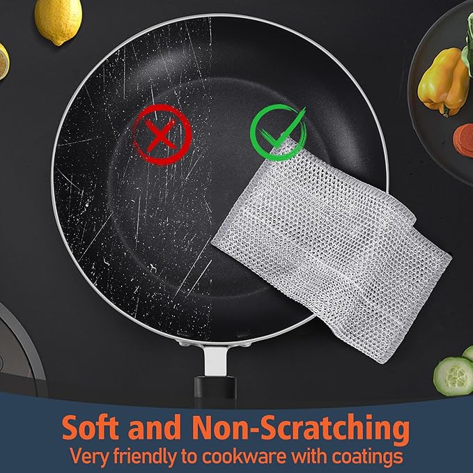 3 Layers Wire Dishwashing Rag 30PCS- Non Scratch Wire Dishcloth Home Essentials-Reusable Steel Wool Scrubber Washcloths,Dish Towels for Kitchen and Dishcloths Set for Pans Sinks & Cookware