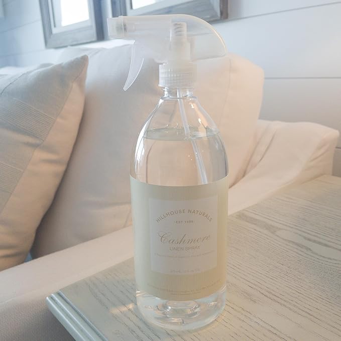 Hillhouse Naturals 1 liter Cashmere linen mist,Aromatherapy Spray for Relaxation and Sleep. With scents of roses, magnolia and sampaguita. Made in the USA