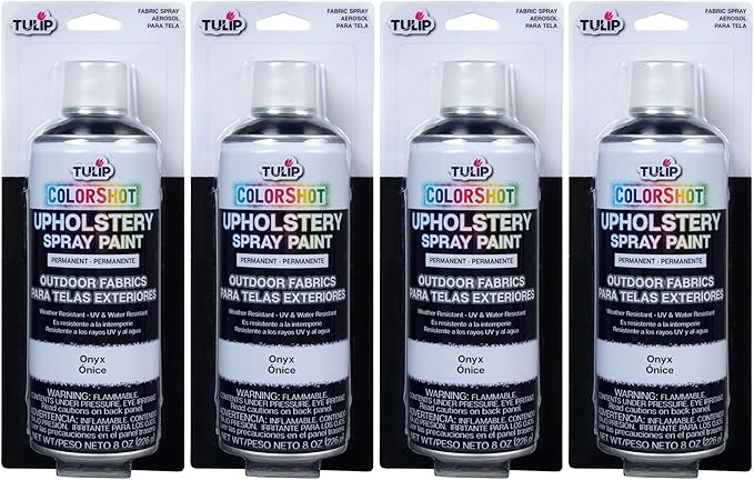 TULIP ColorShot Fabric Spray Paint for Outdoor Upholstery, Permanent Spray-On Fabric Paint for Furniture, Onyx Black 8 oz 4-Pack
