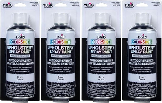 TULIP ColorShot Fabric Spray Paint for Outdoor Upholstery, Permanent Spray-On Fabric Paint for Furniture, Onyx Black 8 oz 4-Pack