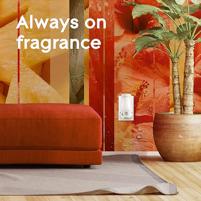 Glade PlugIns Refills Air Freshener Starter Kit, Scented and Essential Oils for Home and Bathroom, Hawaiian Breeze 3.35 Fl Oz, 1 Warmer + 5 Refills