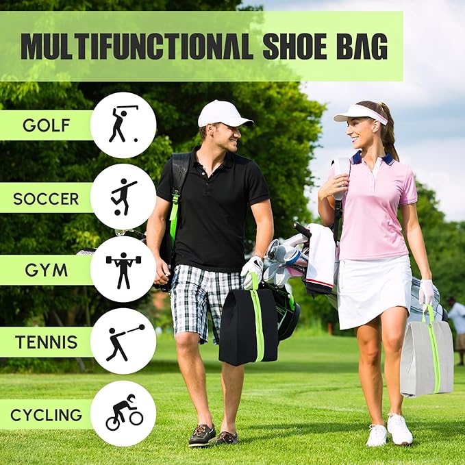 2 Pcs Smell Proof Cleat Bag for Sports, 4 Layer Odor Absorbing Soccer Football Baseball Golf Shoe Bag, Waterproof Mud Resistant Shoe Storage Pouch Fits up to Size 14 (Black,Gray)