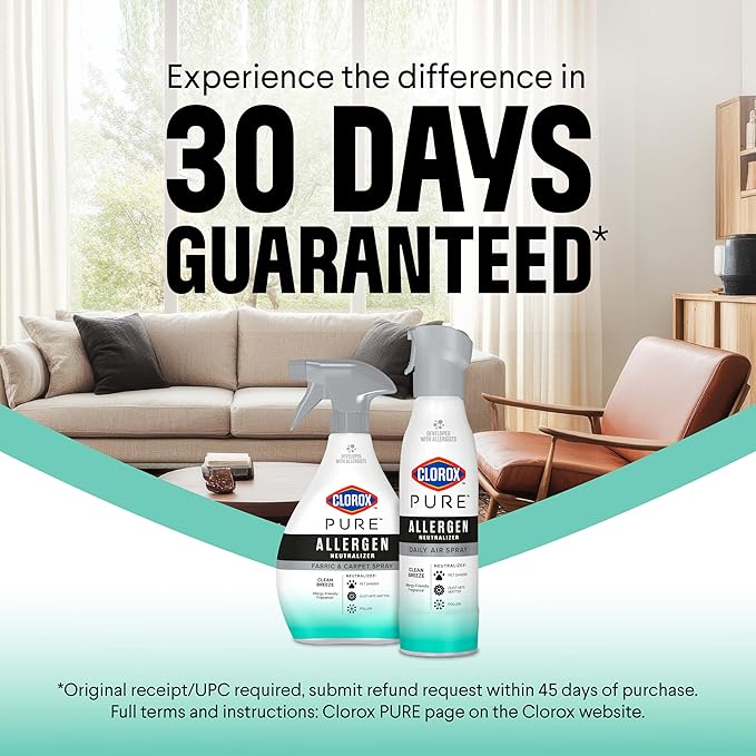 Clorox PURE Allergen Neutralizer Daily Air Spray, Clean Breeze, 8 Ounces (Pack of 2)
