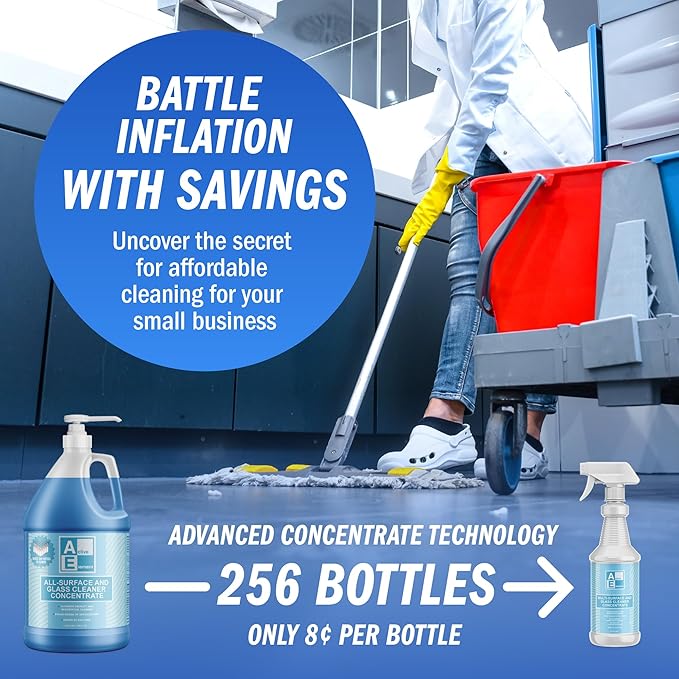 All Surface and Glass Cleaner Concentrate – Makes 64 Gallons | All Purpose Cleaner, Floor Cleaner, Bulk Concentrate