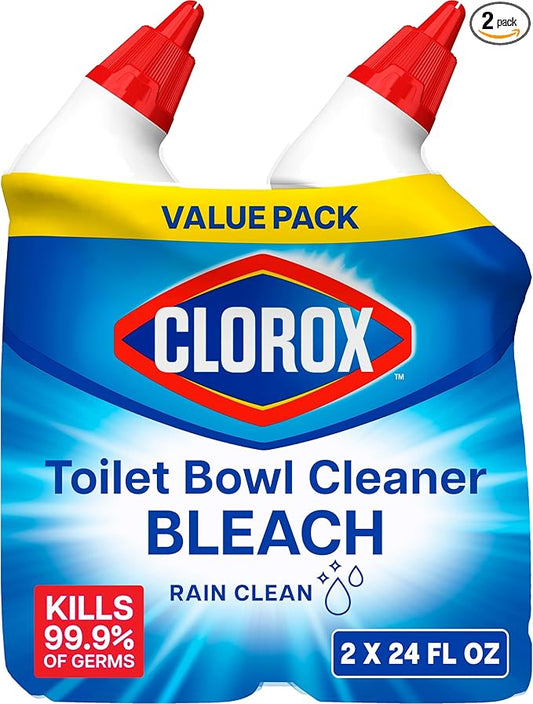 Clorox Toilet Bowl Cleaner Bleach, Rain Clean, 24 Fluid Ounces, Pack of 2 (Package May Vary)