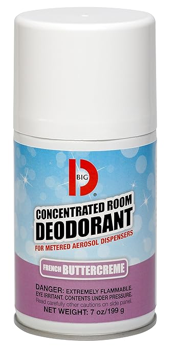 Big D 854 Metered Aerosol Starter Kit, French Buttercreme Fragrance (Contains Dispenser, 2 Batteries, 3 Aerosol Cans) - Air freshener ideal for restrooms, offices, schools, restaurants, hotels