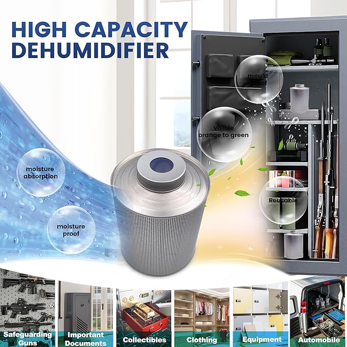 800 Gram 16 Pack Gun Safe Dehumidifier, 1.77 LBS Rechargeable Dehumidifier Blue to Pink Silica Gel Desiccant Moisture Absorbers, Dehumidifiers for Room, Bedroom, Safe, Closet, Bathroom, Car
