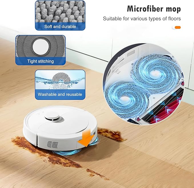 26 Pack Replacement Accessories for Roborock Qrevo Master/Qrevo Slim Robot Vacuum Cleaner, 2 Main Brush 6 Side Brushes 4 HEPA Filters 6 Mop Pads 6 Dust Bags 1 Cleaning Brush 1 Screwdriver