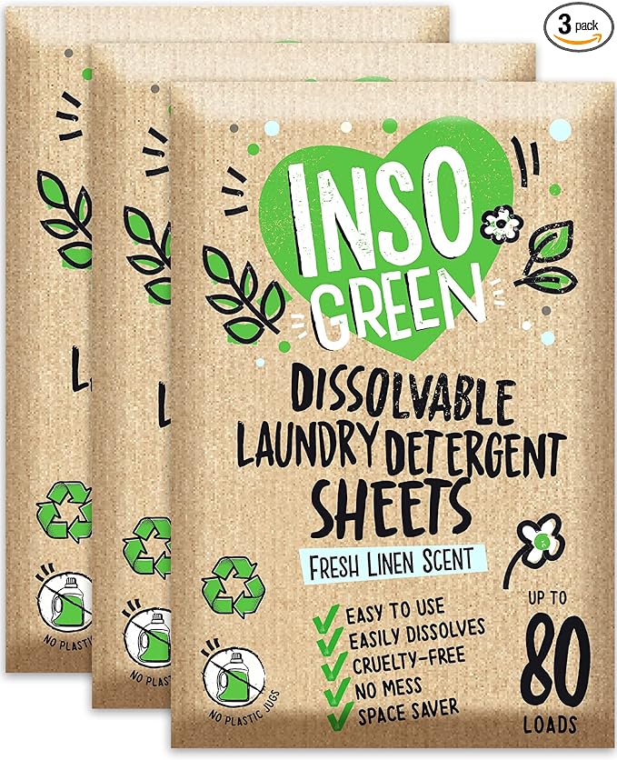 Eco Laundry Detergent Sheets (3 Pack) 240 Loads - No Plastic Jugs, Washer Sheets Detergent - Laundry Strips & Travel Laundry Detergent – 120 Sheets