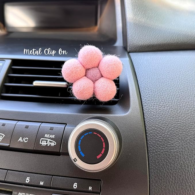 Daisy Flower Car Vent Clip, Essential Oil Wool Diffuser, Car Air Freshener, or Hanging, Natural Auto Freshener, Aromatherapy, Closet Sachet