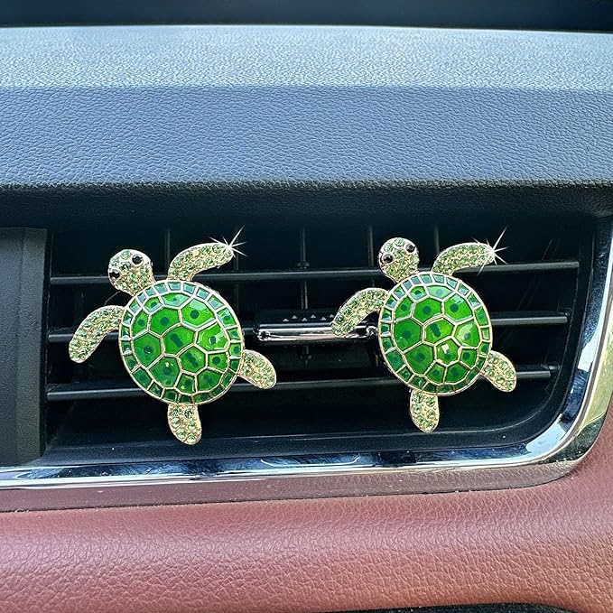 4pcs Cute Sea Turtles Car Air Vent Diffuser – Clip-On Fragrance Air Freshener for Cars with Replaceable Refills, Adorable Animal Car Vent Clip for SUV & Truck (Blue Green, Ocean)
