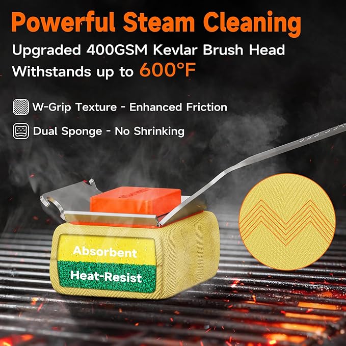 TISHI HERY Bristle Free Grill Brush Replaceable Cleaning Head, Safe BBQ Grill Brush Cleaning Pad Replacement for Cast Iron or Stainless-Steel Grates, Grill Cleaner (Replaceable Head)