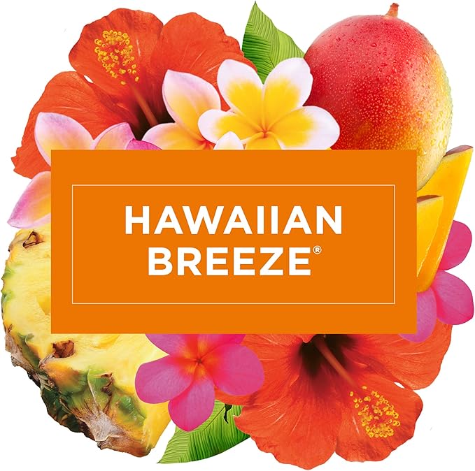 Glade PlugIns Plus Refills Air Freshener Starter Kit, Hawaiian Breeze, Scented and Essential Oils for Home and Bathroom, 0.67 Fl Oz, 1 Warmer + 3 Refills