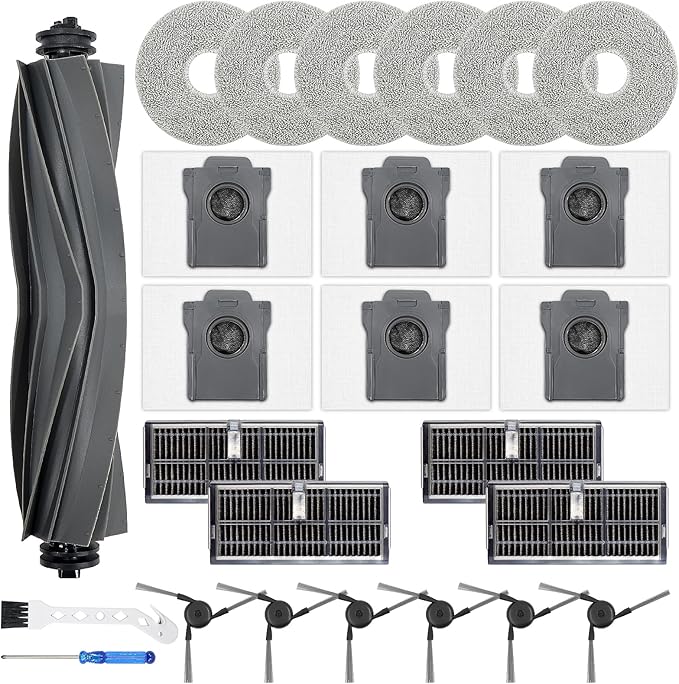 25 Pack Accessories for Dreame L40 Ultra / L40 Gen2 / X40 Ultra/Master, MOVA P10 / P50 Pro Ultra Robot Vacuum Replacement Parts - Main Brush, Active Filters, Mop Pads, Dust Bags, Side Brushes