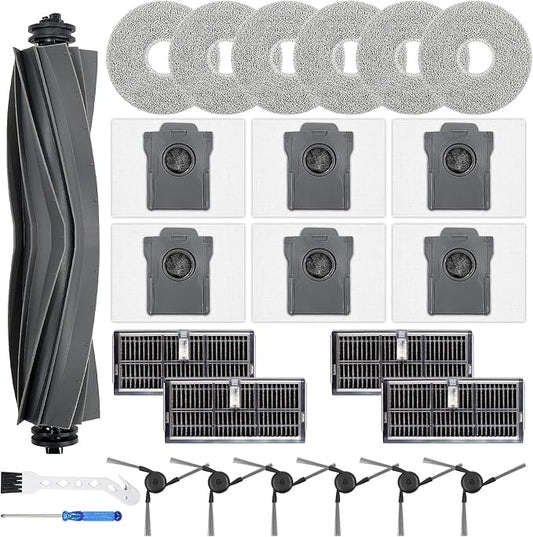 25 Pack Accessories for Dreame L40 Ultra / L40 Gen2 / X40 Ultra/Master, MOVA P10 / P50 Pro Ultra Robot Vacuum Replacement Parts - Main Brush, Active Filters, Mop Pads, Dust Bags, Side Brushes