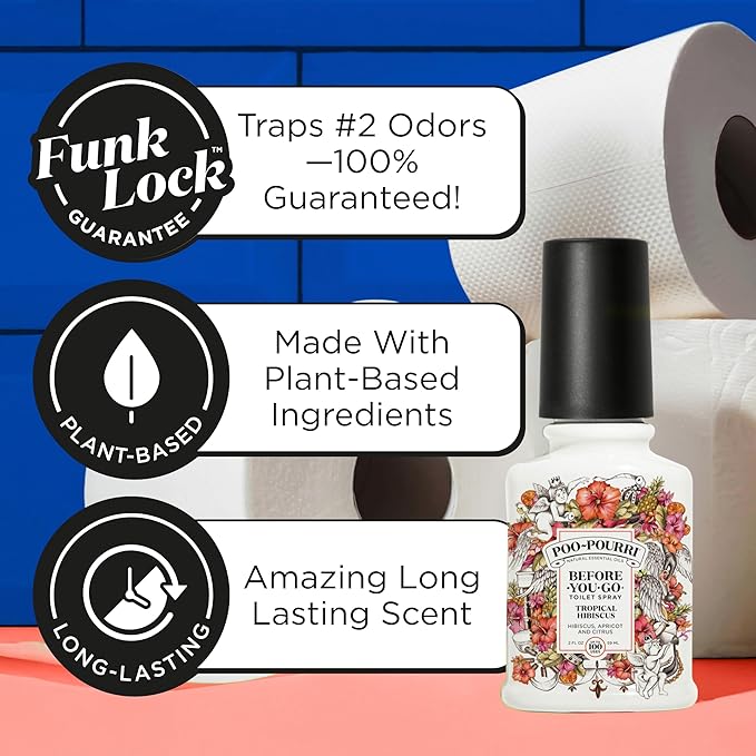 Poo-Pourri Before-You-Go Toilet Spray, Tropical Hibiscus, 4 Fl Oz - Hibiscus, Apricot and Citrus