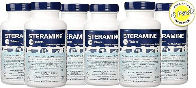 Edwards-Councilor S150E48 Steramine Sanitizer Tablets (Sanitabs) 150 Count Bottle - Pack of 6