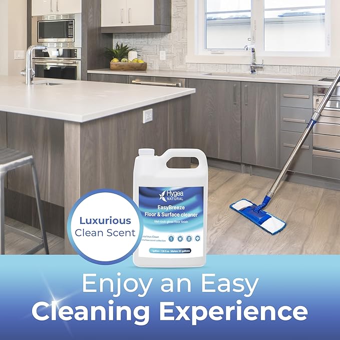 Hygea Natural EasyBreeze pH Neutral Floor Cleaner & All-Purpose Surface Cleaner - Wet-Look Gloss Finish - Tough on Dirt & Grease - Safe for Kids & Pets (Luxurious Clean, One Gallon)