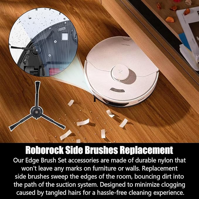 S7 Replacement Parts for Roborock S7 MaxV Plus T7S Robot Vacuum - 2 Main Brushes, 4 Mop Cloths, 4 Filters, 4 Side Brushes, Red