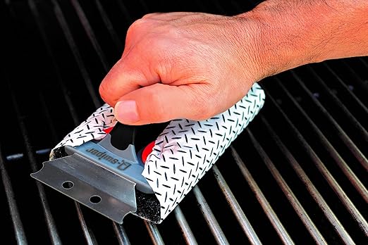 Proud Grill Q-Swiper BBQ Grill Cleaner Set - 1 Grill Brush with Scraper and 25 BBQ Grill Cleaning Wipes, Bristle-Free & Wire-Less, Safe Way to Remove Grease and Grime for A Clean and Healthy Grill