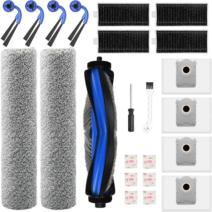 23 PCS X9 Pro Omni Replacement Parts for Ecovacs Deebot X9 Pro Omni Vacuum Cleaner Parts with 1Roller Brush,2 Mop,4 HEAP,4 Dust Bags,4 Side Brushes,1 Screwdrivers,1 Clean Brush