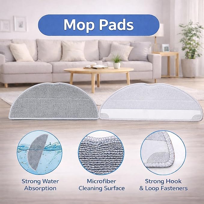 8Pack Replacement Parts Accessories Kit Compatible with Roborock Q7 M5 / Q7 M5+ / Q 7 L5 / Q 7 L5+ Robot Vacuum Cleaner, Reusable Mop Cloths Replacement Accessories,(Not for Q7 / Q7 MAX / Q5 MAX)