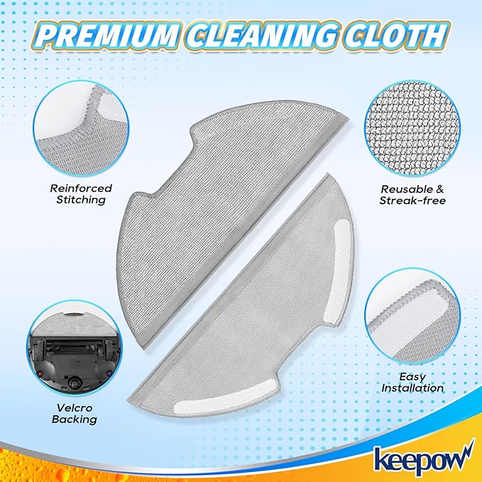 12PCS Vacuum Accessories Compatible with Eureka E10s E20 Plus Robot Vacuum Cleaner Mop Pads Robotic Microfiber Cleaning Cloth E10s Washable Reusable Replacement Parts