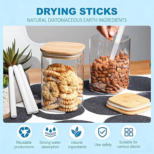 7 Pack Reusable Diatom Drying Stick - Quick Moisture Absorber, Multi-Purpose Humidity Control Dehumidifier Smooth Moisture Cleaner for Silicone Toys, Bathroom, Closet