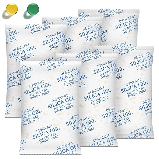 Moisture Absorbers – 100 Gram 16 Packs Silica Gel Packets Food Grade Silica Packets with Color Indicating, Premium Desiccant Packs for Food, Electronics, Closet, Jewelry and Safe Storage