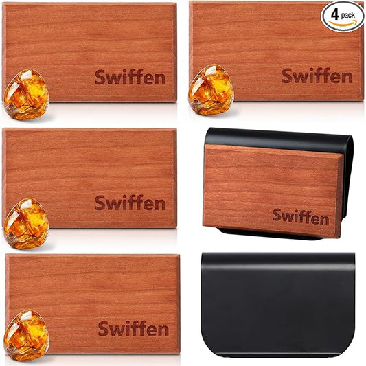 4 Pcs Car Wood Air Freshener Amber Scents Wood Fragrance Automotive Odor Eliminator for Visor Clip Vehicle Scent Diffuser Scent Refill, Clip Included