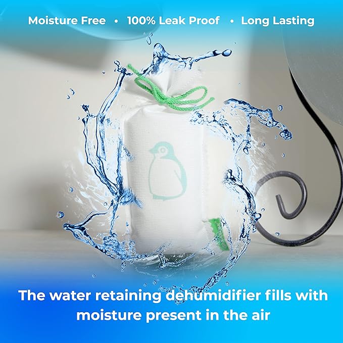 Household Mini Moisture Absorbers | 5.5oz SET OF 2 Reusable Dehumidifier Bags | Closet Humidity Absorber | Absorbs Moisture Damp Bad Odours | Closet Dehumidifier 100% Leakproof