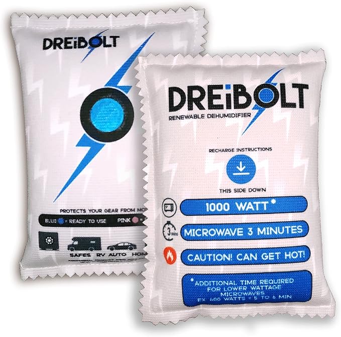 Renewable Dehumidifier - 2 Pack - Moisture Absorber for Gun Safe & More - Silica Gel Desiccant