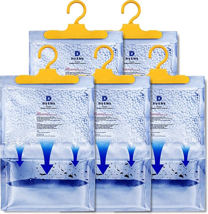 Dry & Dry 5 Pack[14 OZ] Premium Moisture Absorbers for Home, Basement & Bedroom - Small Dehumidifiers