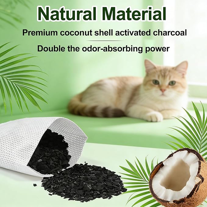 NewKe 12 Pack Odor Remover Refills for Hooded Cat Litter Box, Activated Charcoal Filters Replacement, Odor Eliminator for Automatic Litter Box, Activated Carbon Filters for Pet Odor, Keep Home Fresh