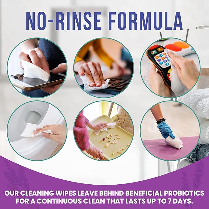 Probiotic Cleaning Wipes with Lavender Essential Oil, Microcleans Surfaces for up to 7 Days, Home Compostable & Biodegradable, All-Natural Multi Surface Wipes by SCD Probiotics, 90 Sheets (Pack of 3)